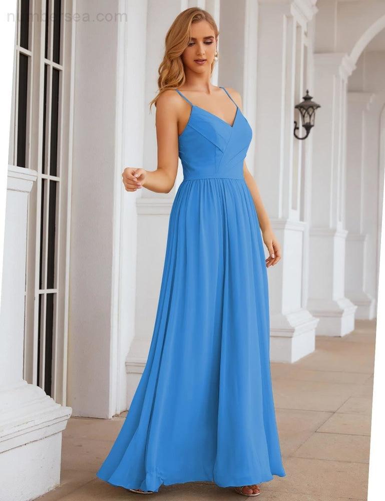 Spaghetti Strap Bridesmaid Dresses Long Formal Party Prom Gowns 28060