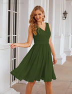 V-Neck Bridesmaid Dresses Chiffon Short Knee Length Formal Prom Gowns for Women Party Homecoming  SEA28062