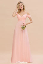Off Shoulde straps Aline Bridesmaid Dress Chiffon Maid of Honor Dress
