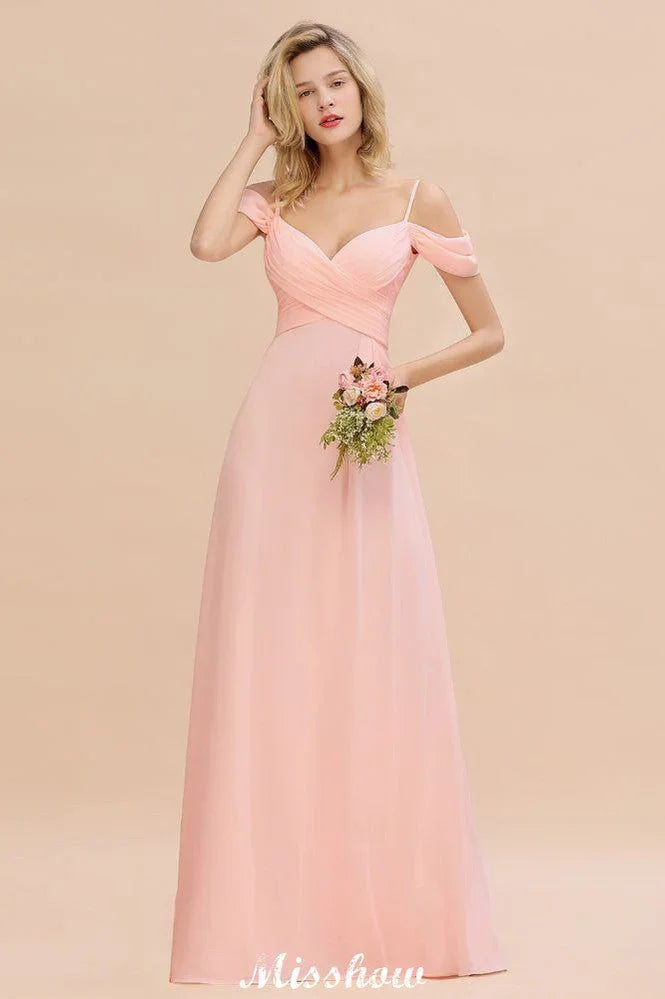 Off Shoulde straps Aline Bridesmaid Dress Chiffon Maid of Honor Dress