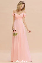 Off Shoulde straps Aline Bridesmaid Dress Chiffon Maid of Honor Dress