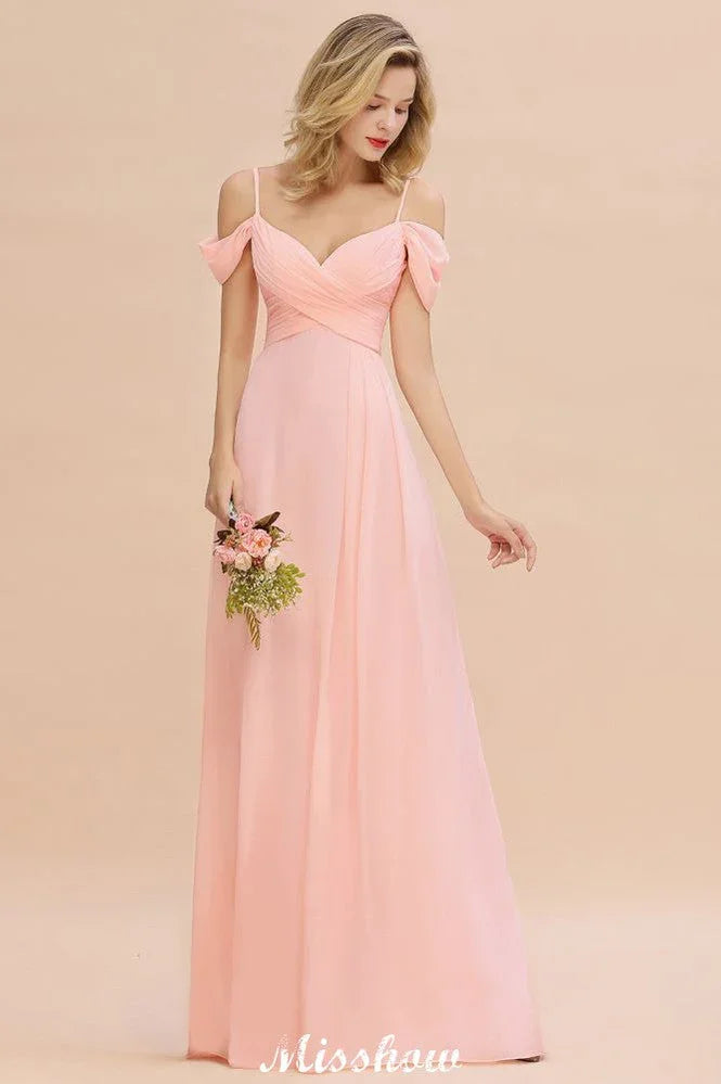 Off Shoulde straps Aline Bridesmaid Dress Chiffon Maid of Honor Dress