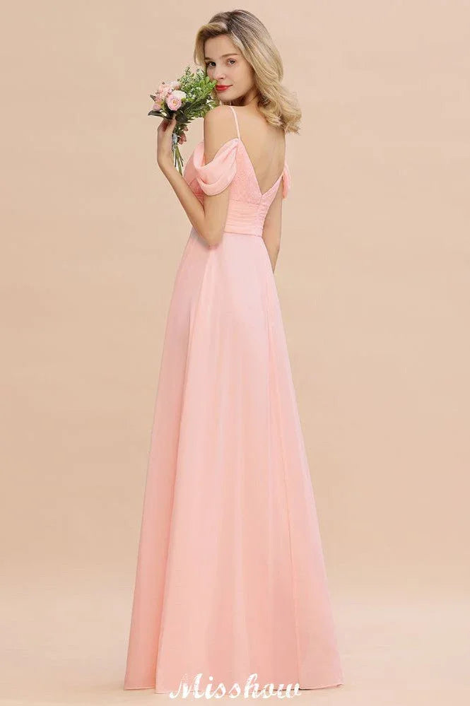 Off Shoulde straps Aline Bridesmaid Dress Chiffon Maid of Honor Dress