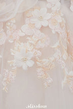Off-the-shoulder Aline Ball Gown Floor Length Appliques Tulle Wedding Dress