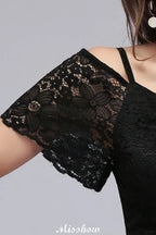 Off-the-shoulder Sleeveless Floor-Length A-line Bridesmaid Dresses Chiffon Lace V-Neck Prom Dress