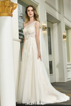 One Shoulder Aline Tulle Wedding Dress Sleeveless Spring Beach Bridal Gown