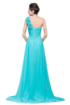 One-shoulder Strapless A-Line Sweep-length Chiffon Bridesmaid Dresses