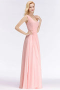 One-shoulder Sweetheart Ruffles Chiffon Bridesmaid Dress Aline Evening Dress