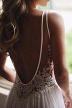Open Back V-neck Lace Chiffon Wedding Dress