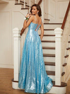 Sequin Prom Dress Long Sparkly Evening Gown SYP27