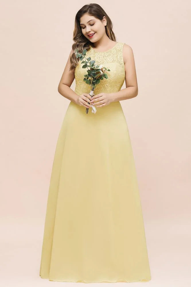 Plus Size Floral A-line Bridesmaid Dress Sleeveless Evening Maxi Dress for Girls Women