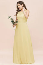 Plus Size Floral A-line Bridesmaid Dress Sleeveless Evening Maxi Dress for Girls Women