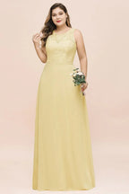 Plus Size Floral A-line Bridesmaid Dress Sleeveless Evening Maxi Dress for Girls Women
