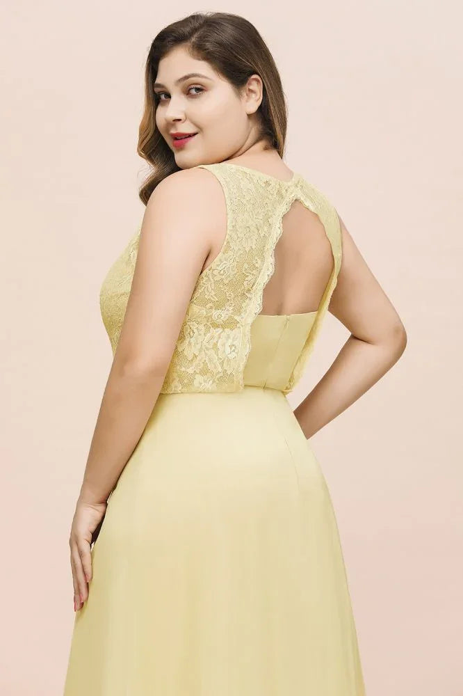 Plus Size Floral A-line Bridesmaid Dress Sleeveless Evening Maxi Dress for Girls Women