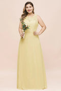 Plus Size Floral A-line Bridesmaid Dress Sleeveless Evening Maxi Dress for Girls Women