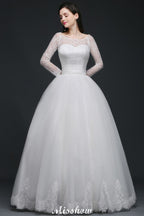 Princess Scoop Tulle White Wedding Dress With Lace