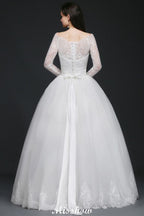 Princess Scoop Tulle White Wedding Dress With Lace