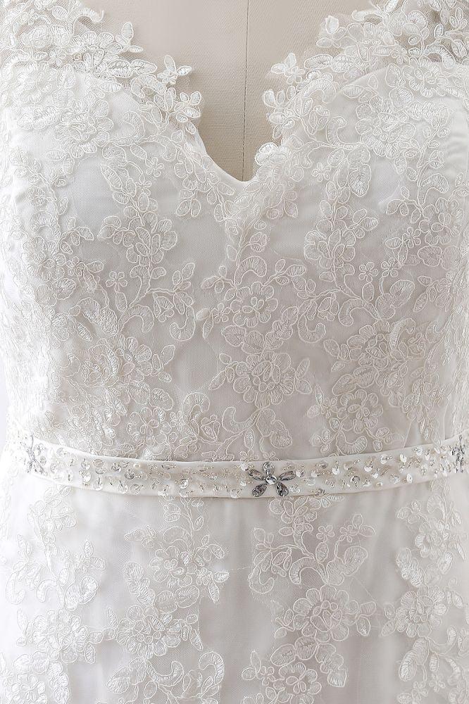 Princess V-Neck Tulle New Arrival Wedding Dress With Lace