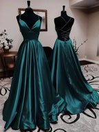Spaghetti Straps Satin Long Party Dresses, Women's Evening Dress, Elegant Dresses For Women Y668