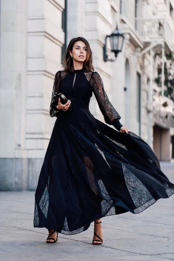 Elegant Lace Evening Dress Black Prom Dress Fashion Prom Dress Sexy Party Dress S24643