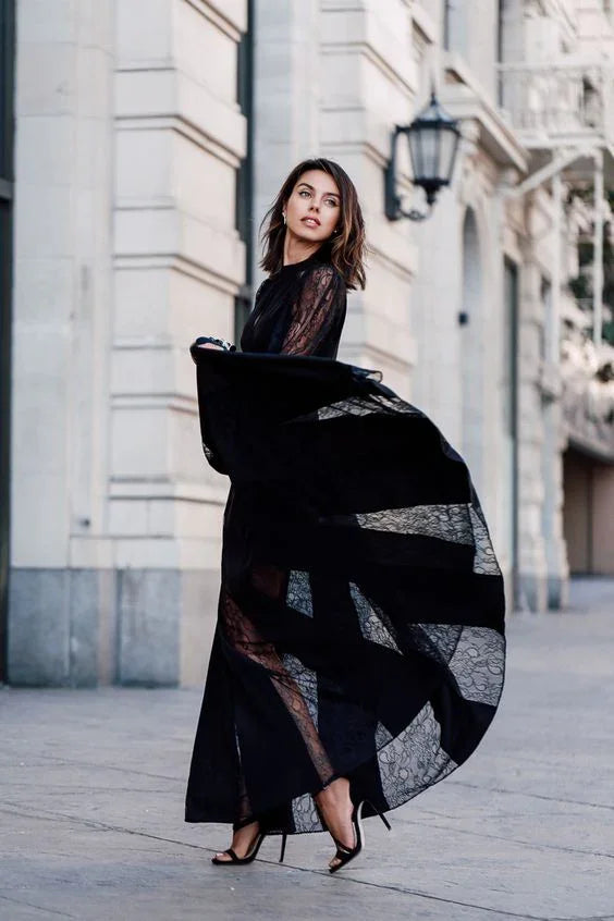 Elegant Lace Evening Dress Black Prom Dress Fashion Prom Dress Sexy Party Dress S24643