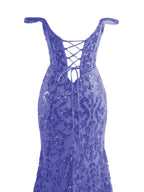 Purple Sheath Sequins Long Prom Dress with Slit