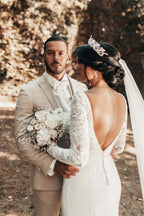 Romantic Backless Long Sleeves Mermaid Wedding Dresses