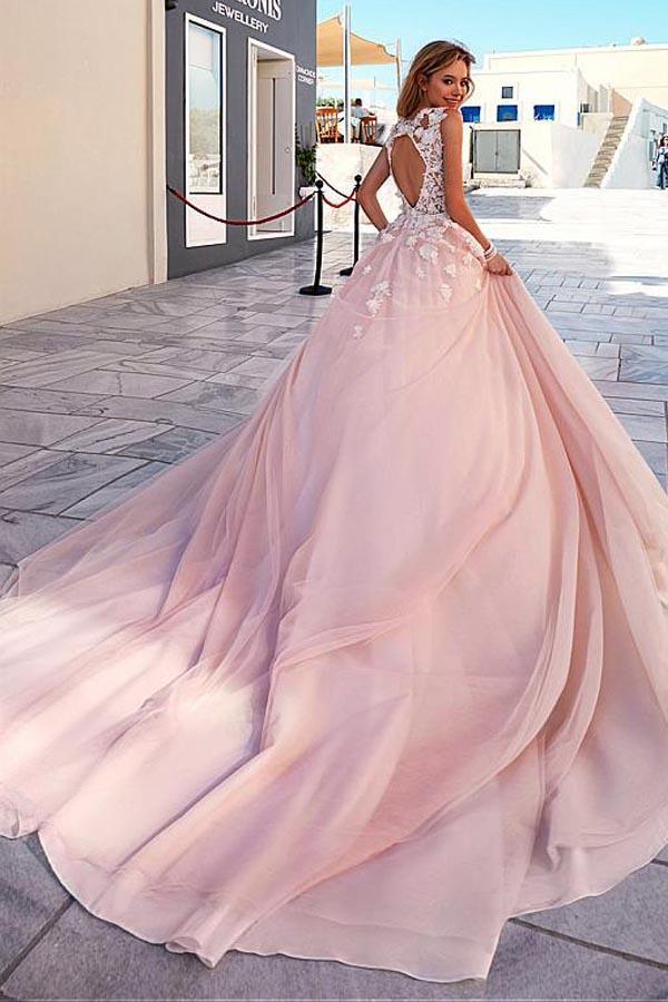 Romantic Tulle & Taffeta Scoop Neckline A-Line Wedding Dresses