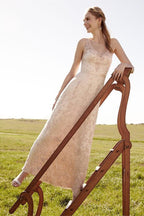 Romantic V Neck Blush Pink Lace Wedding Dresses Detachable Skirt Bridal Dresses