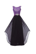 Round Neck Lace Sleeveless Long Prom Evening Dresses Bridesmaid Dress BD010