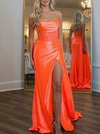 Rue | Mermaid Scoop Neck Orange Slit Long Prom Dress