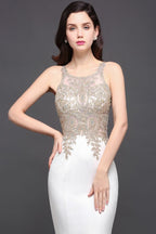 Scoop Chiffon Appliques Mermaid Prom Dress