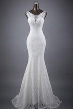 Scoop Neck Appliques Lace Trumpet/Mermaid Wedding Dress