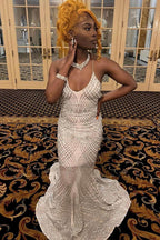 Sexy Criss-cross Straps Halter Sleeveless Mermaid Prom Dress With Applique