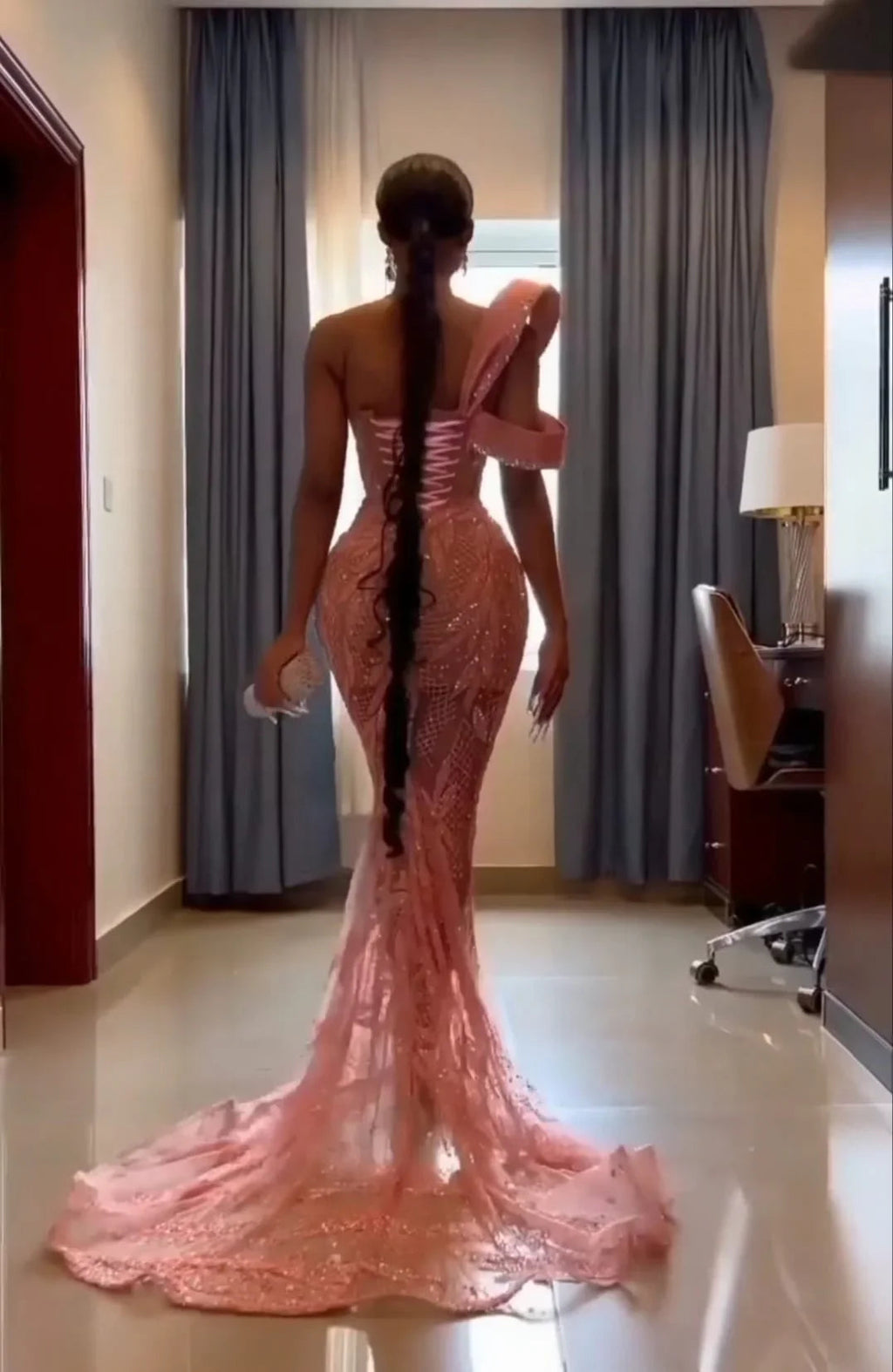 Sexy Long Mermaid One Shoulder Sequin Sparkle Prom Dress