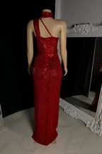 Sexy Long Mermaid Sleeveless Split Front Prom Dress With Beading