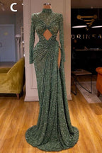 Sexy Long Mint Green Sequins Prom Dress Mermaid