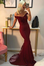Sexy Mermaid Off-the-shoulder Backless Long Prom Dress with Appliques Lace