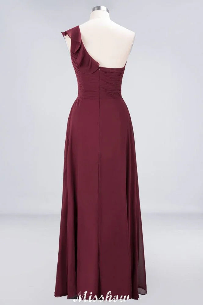 Sexy One-Shoulder Sweetheart Sleeveless Bridesmaid Dress Ruffles Beach Wedding Party Dress