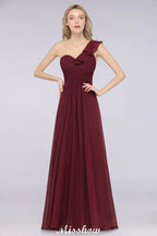 Sexy One-Shoulder Sweetheart Sleeveless Bridesmaid Dress Ruffles Beach Wedding Party Dress