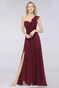 Sexy One-Shoulder Sweetheart Sleeveless Bridesmaid Dress Ruffles Beach Wedding Party Dress