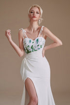 Sexy Spaghetti Straps Sleeveless Mermaid Floor-Length Satin Wedding Dresses