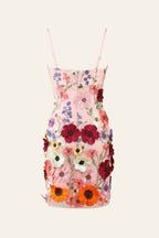 Sheath Spaghetti Straps 3D Flower Homecoming Dress