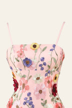 Sheath Spaghetti Straps 3D Flower Homecoming Dress