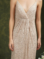 Shiny Sequins Spaghetti Straps V-neck Floor-length Mermaid Bridesmaid/Prom Dress