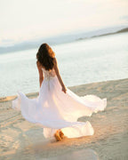 Simple Long A-line Sweetheart Chiffon Appliques Lace Wedding Dress