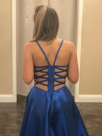 Simple Long A-line Sweetheart Satin Backless Formal Graduation Prom Dresses
