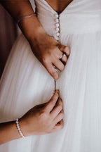 Simple Modest Ivory Tulle Wedding Gowns Backless Wedding Dress