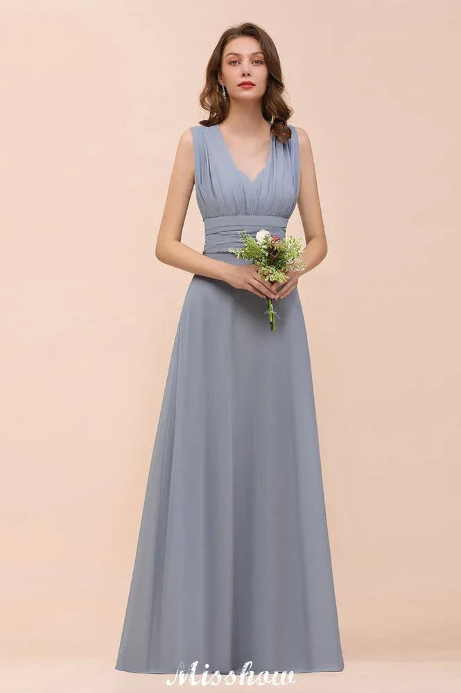 Sleeveless A-line Bridesmaid Dress Floor-Length Formal Dress