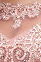 Sleeveless Aline Evening Maxi Dress Beading Crew Neck Party Dress Floor Length